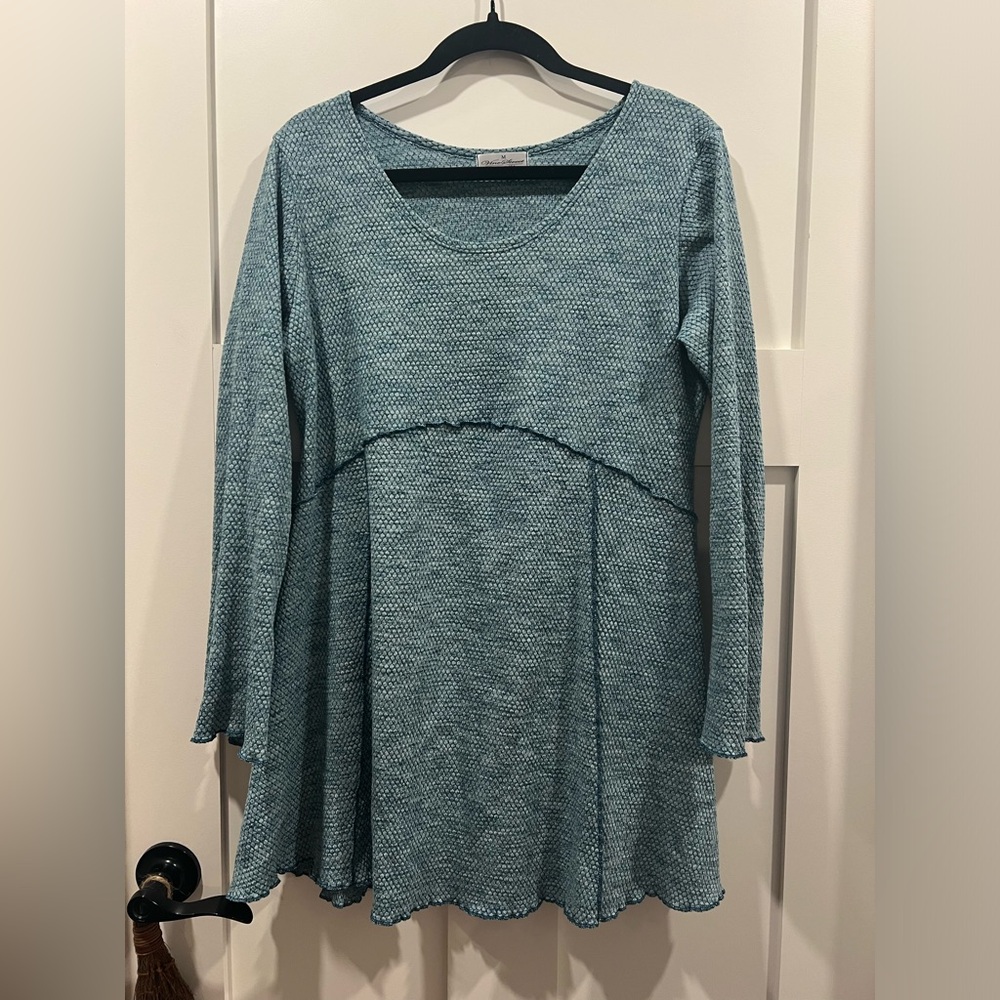 Vine Street Apparel Pucker Knit Cotton‎ Blend Tunic Teal Size M